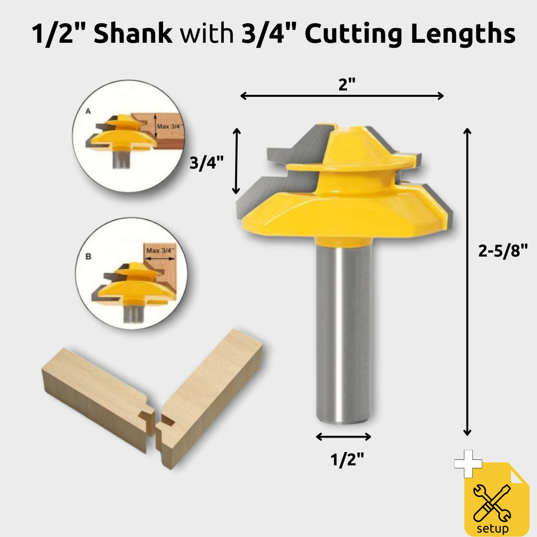 WoodyLock® 45° Lock Verstekfrees - 1/2" Schacht