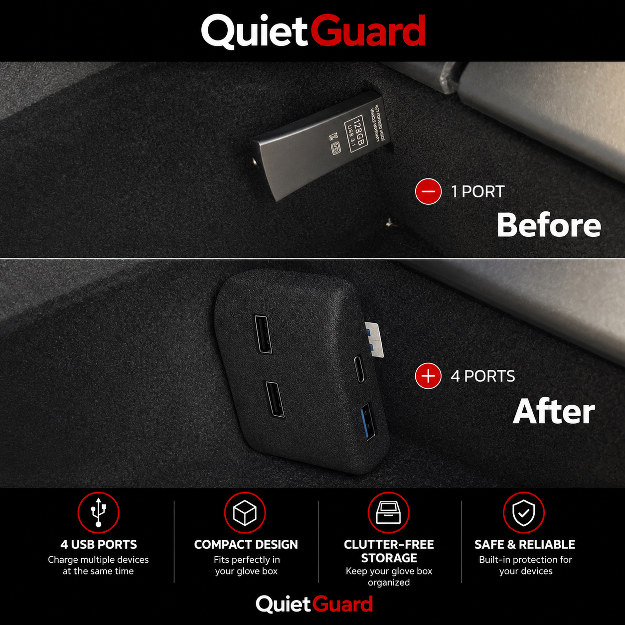 QuietGuard™ Glove Box USB-Hub