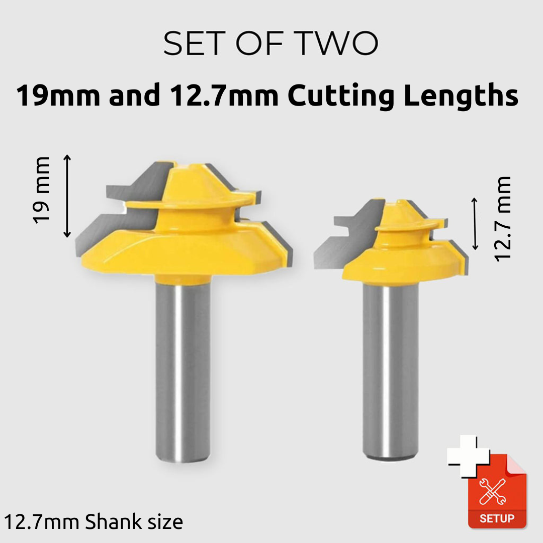 WoodyLock® 45° Lock Miter Router Bit - 12.7mm (1/2") Shank