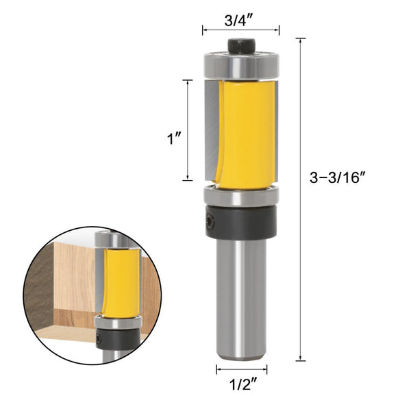 WoodyLock® Template & Flush Trim Double Bearing Router Bits - 1/2" Shank