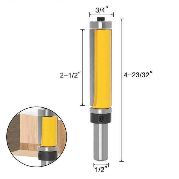 WoodyLock® Template & Flush Trim Double Bearing Router Bits - 1/2" Shank