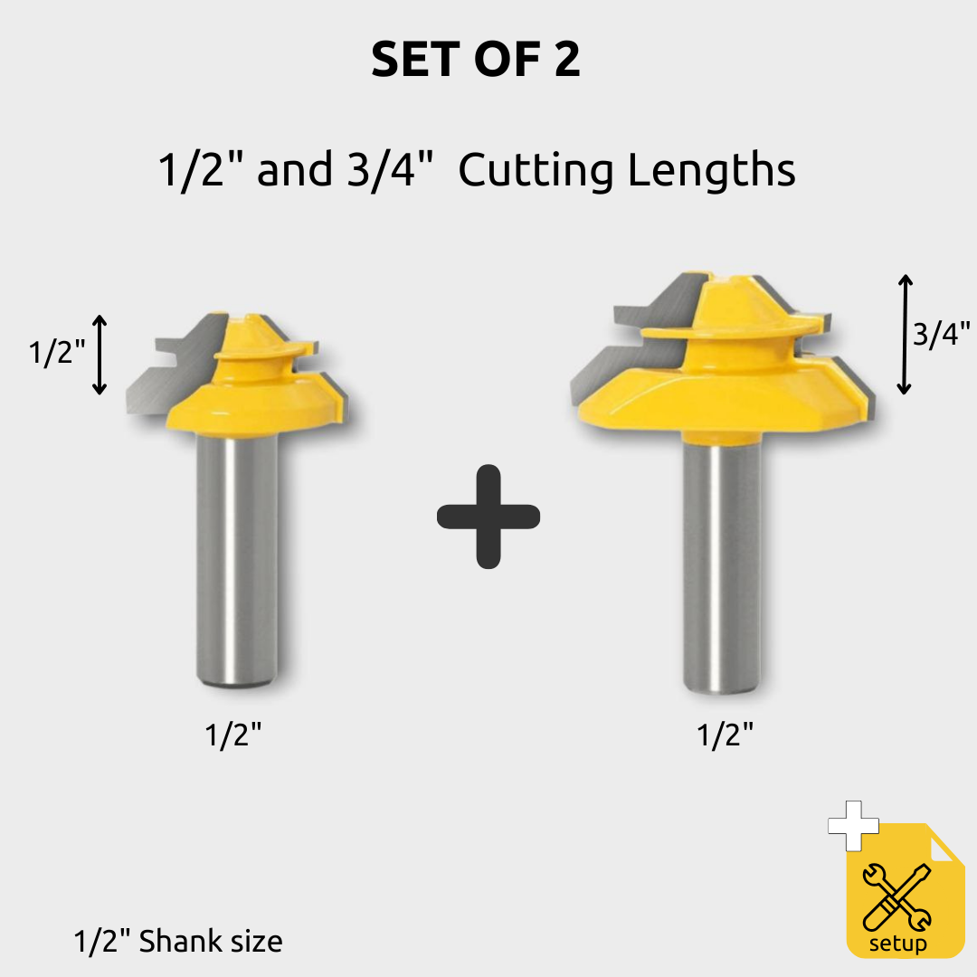 WoodyLock® 45° Lock Miter Router Bit - 1/2