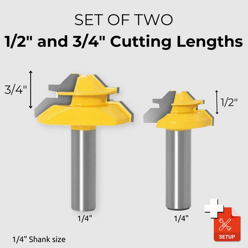 WoodyLock® 45° Lock Verstekfrees - 1/4" (6,35 mm) schacht 